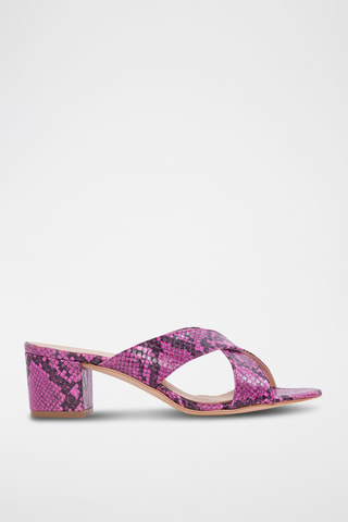Leren Muiltjes met Hak - Fuchsia