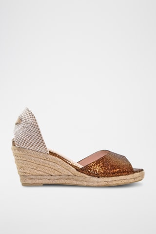 Leren Sandalen met Sleehak - Bruin