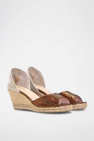 Leren Sandalen met Sleehak - Bruin