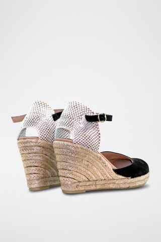 Leren Sandalen met Sleehak - Zwart