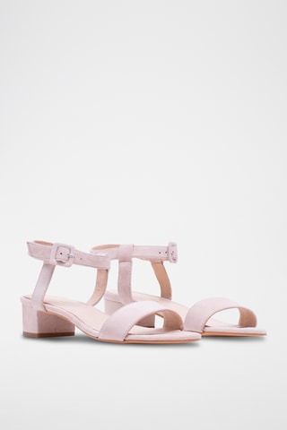 Nubuck Sandalen met Hak - Lichtroze