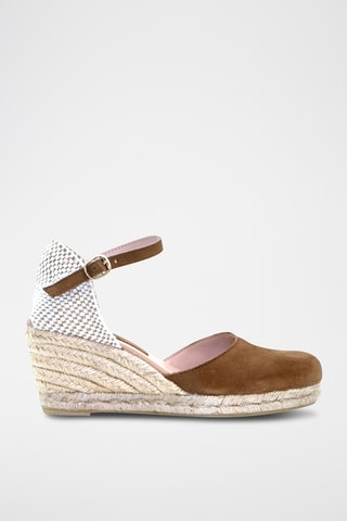 Nubuck Espadrilles met Sleehak - Bruin
