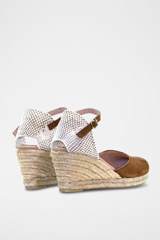 Nubuck Espadrilles met Sleehak - Bruin