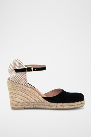 Nubuck Espadrilles met Sleehak - Zwart