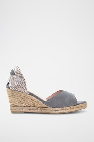 Nubuck Sandalen met Sleehak - Grijs