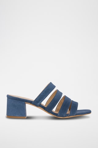 Nubuck Muiltjes met Hak - Blauw