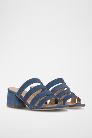 Nubuck Muiltjes met Hak - Blauw