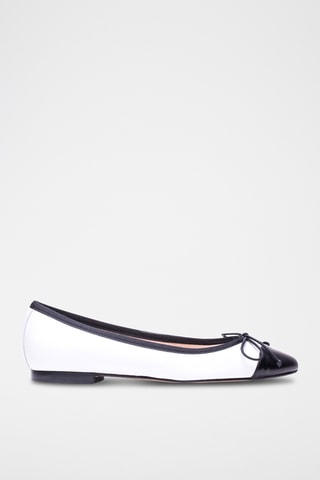 Leren Ballerina's - Wit en zwart