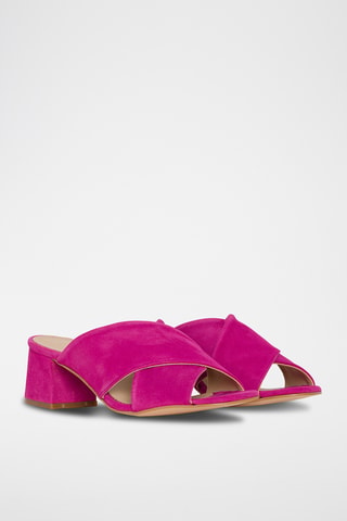 Nubuck Muiltjes met Hak - Fuchsia