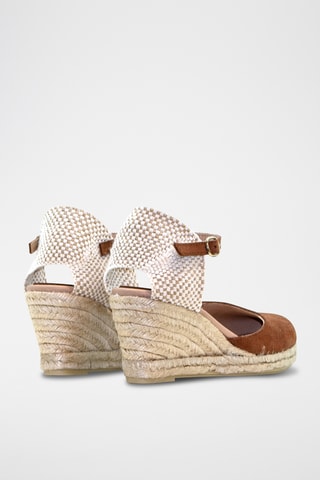 Leren Espadrilles met met Sleehak - Bruin