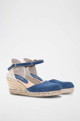 Nubuck Espadrilles met Sleehak - Blauw
