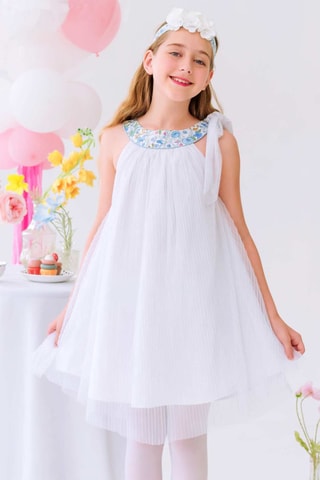 Vestido - Blanco, azul y amarillo