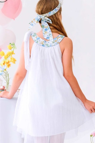 Vestido - Blanco, azul y amarillo