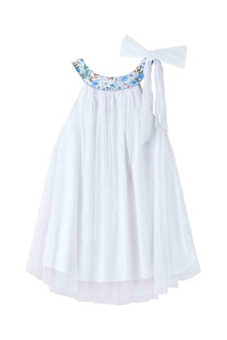 Vestido - Blanco, azul y amarillo