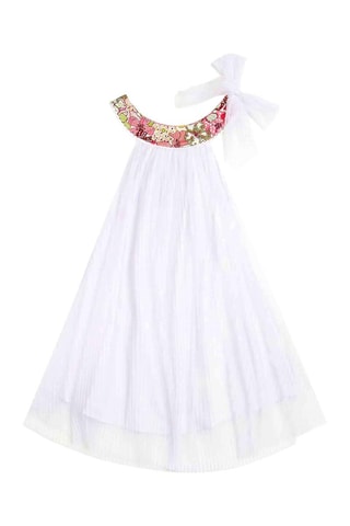 Vestido - Blanco, verde y rosa
