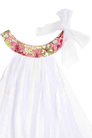 Vestido - Blanco, verde y rosa