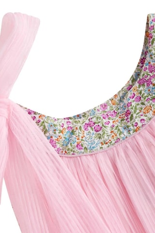 Vestido plisado - Verde, amarillo y rosa