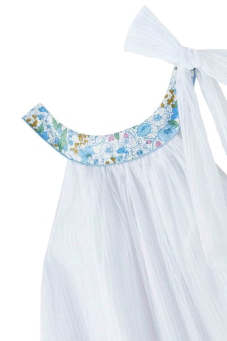 Vestido plisado - Blanco, azul y amarillo