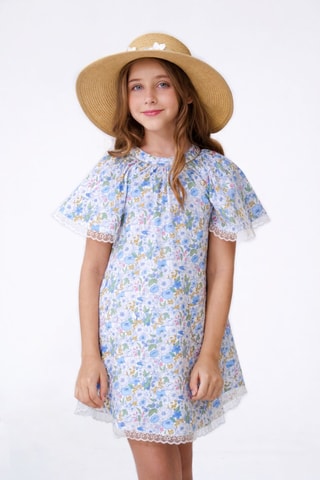 Vestido - Blanco, azul y verde