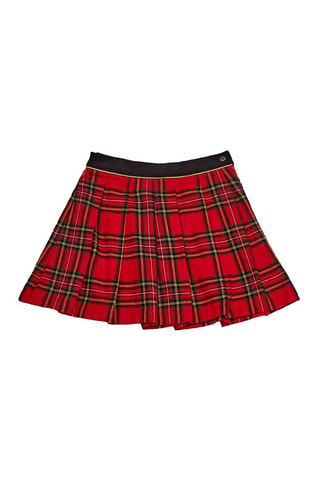 Falda plisada de lana - Negro, rojo y amarillo