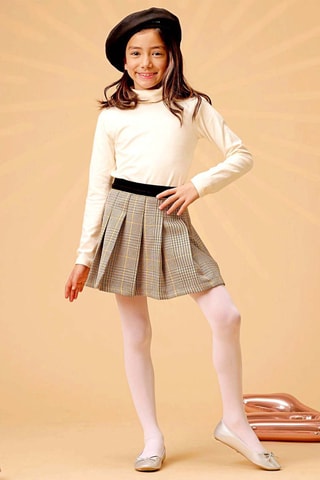 Falda plisada de lana - Negro, amarillo y gris