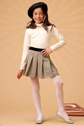 Falda plisada de lana - Negro, amarillo y gris