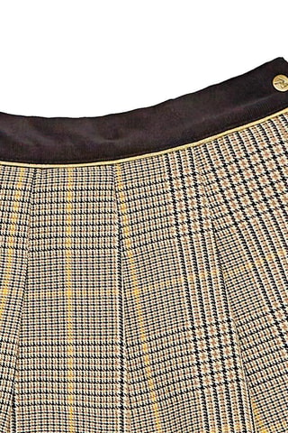 Falda plisada de lana - Negro, amarillo y gris