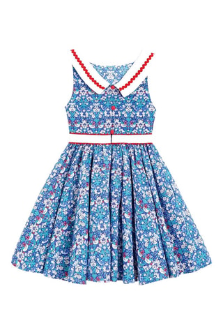 Vestido plisado - Blanco, rojo y azul