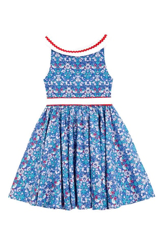 Vestido plisado - Blanco, rojo y azul