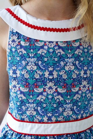 Vestido plisado - Blanco, rojo y azul