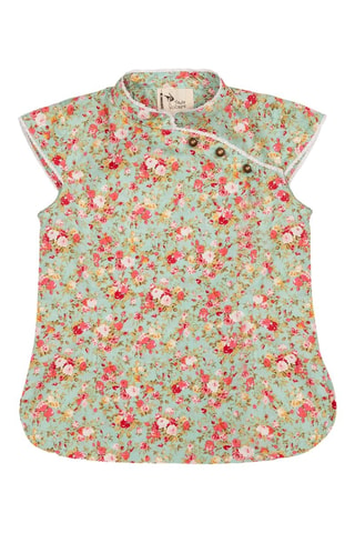 Blusa - Blanco, verde y rosa