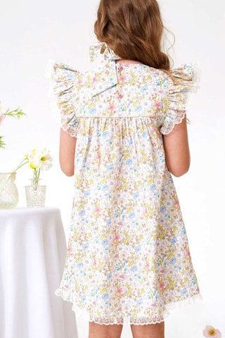 Vestido - Blanco, amarillo y rosa