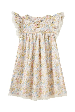 Vestido - Blanco, amarillo y rosa