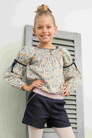 Short de terciopelo - Azul, rosa y gris