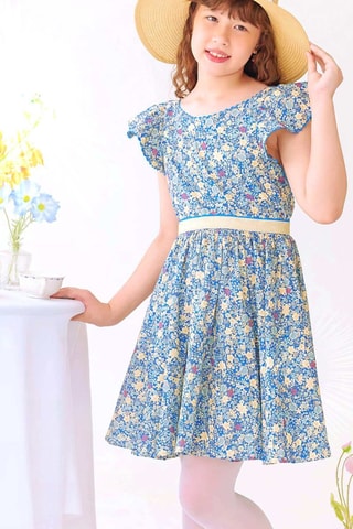 Vestido - Blanco, azul y amarillo