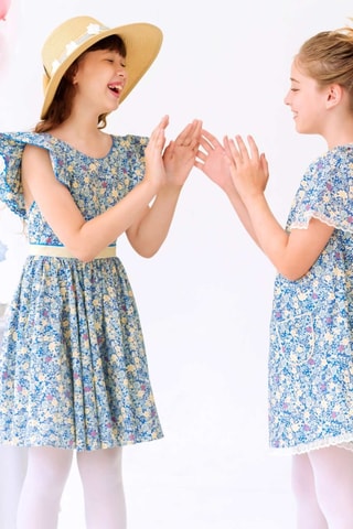 Vestido - Blanco, azul y amarillo