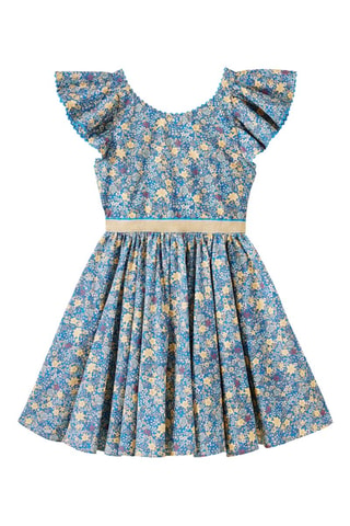 Vestido - Blanco, azul y amarillo