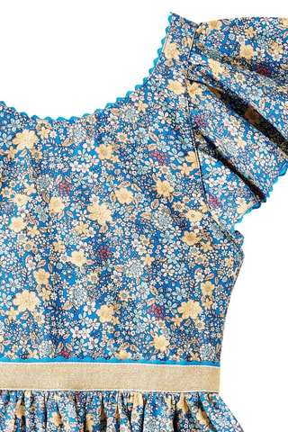 Vestido - Blanco, azul y amarillo