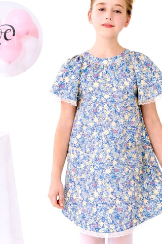 Vestido - Blanco, azul y amarillo