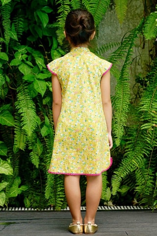 Vestido - Azul, amarillo y rosa