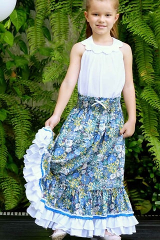 Vestido - Blanco, azul y verde