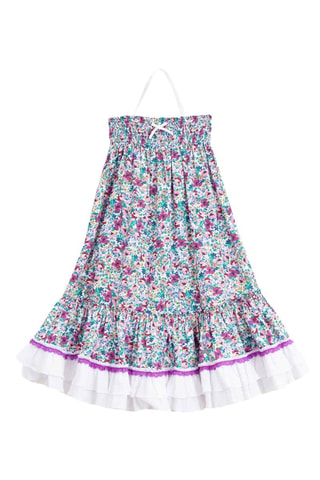Vestido - Blanco, verde y violeta