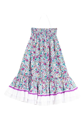 Vestido - Blanco, verde y violeta