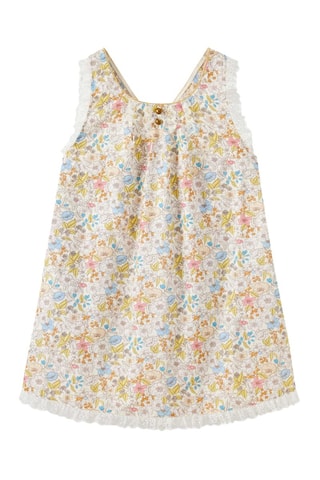 Vestido - Blanco, azul y amarillo