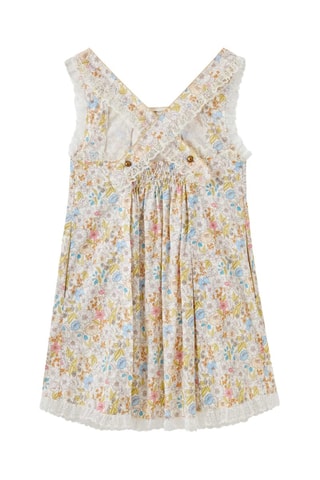 Vestido - Blanco, azul y amarillo