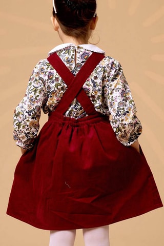 Robe salopette en velours - Rouge
