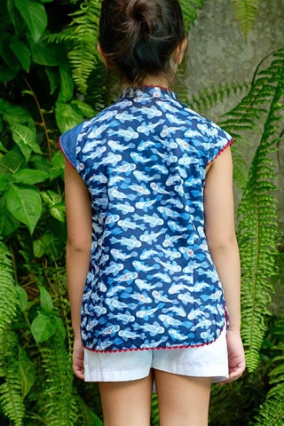 Blusa - Blanco, rojo y azul