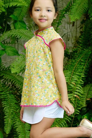 Blusa - Blanco, azul, amarillo y rosa