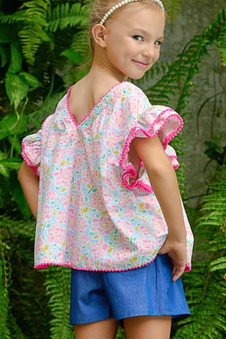 Blusa - Blanco, amarillo y rosa