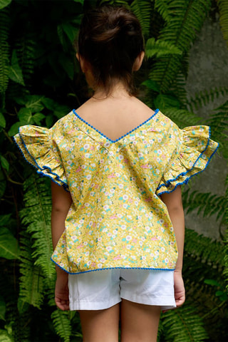 Blusa - Blanco, azul y amarillo